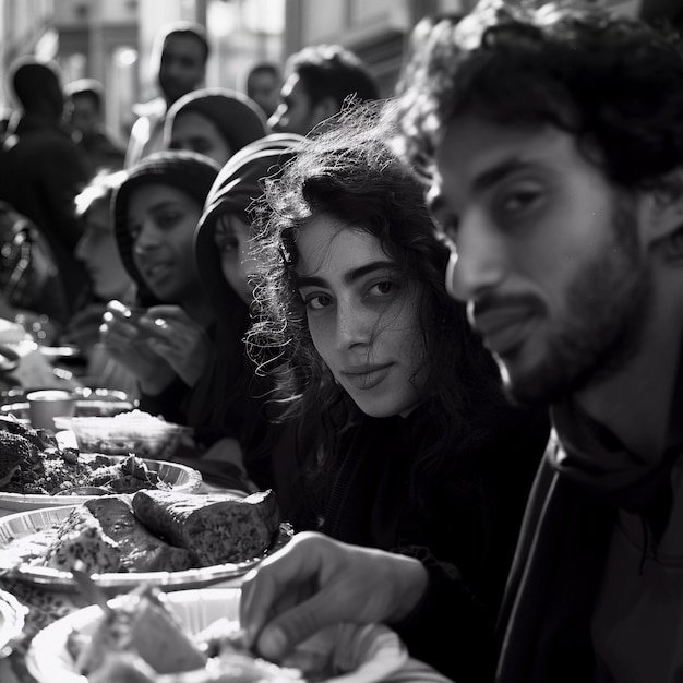 Photo gratuite divertissement de la nourriture de rue monochrome