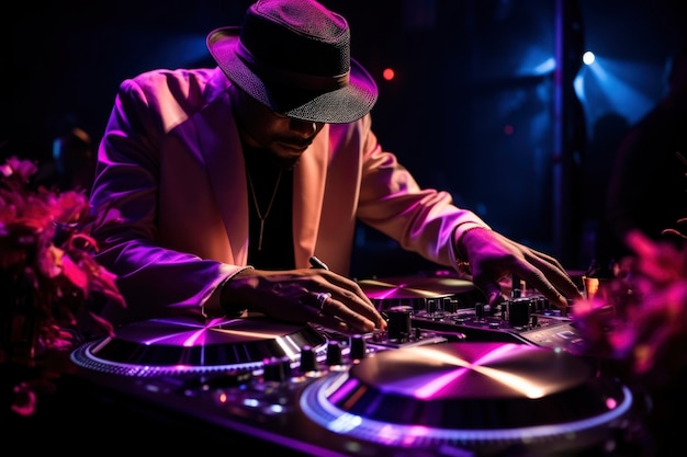 Un DJ qui joue de la musique au club.