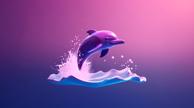 Photo gratuite dolphin en 3d avec des couleurs vives