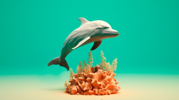 Photo gratuite dolphin en 3d avec des couleurs vives