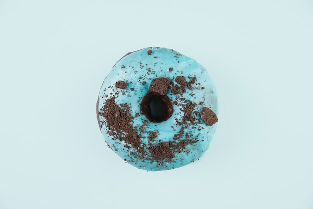 Photo gratuite donut bleu vue de dessus