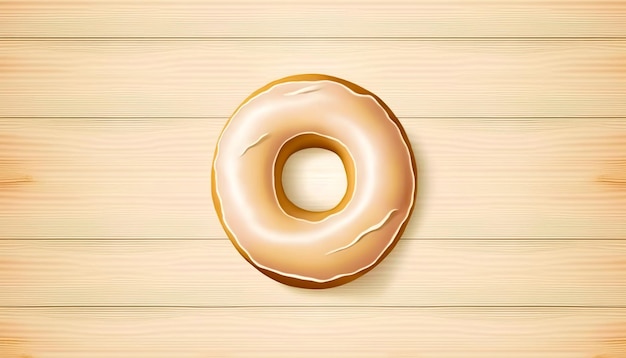 Photo gratuite donut sur illustration de dessin animé de fond en bois ai générative