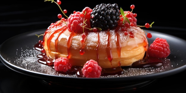 Photo gratuite donut avec des vrilles fumées et une garniture de baies