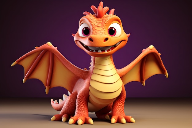 Photo gratuite le dragon en 3d est mignon.