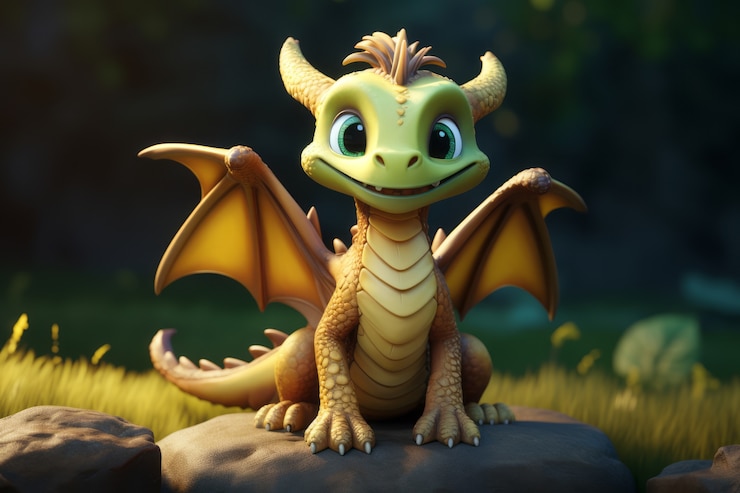 Photo gratuit le dragon en 3d est mignon.