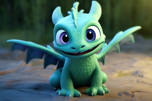 Photo gratuite le dragon en 3d est mignon.