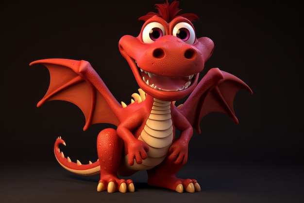 Photo gratuite le dragon en 3d est mignon.