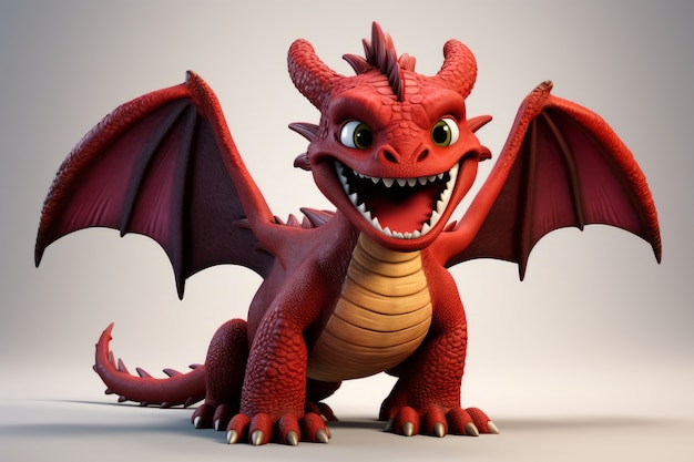 Photo gratuite le dragon en 3d est mignon.