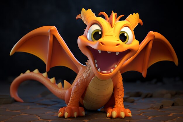 Le dragon en 3D est mignon.