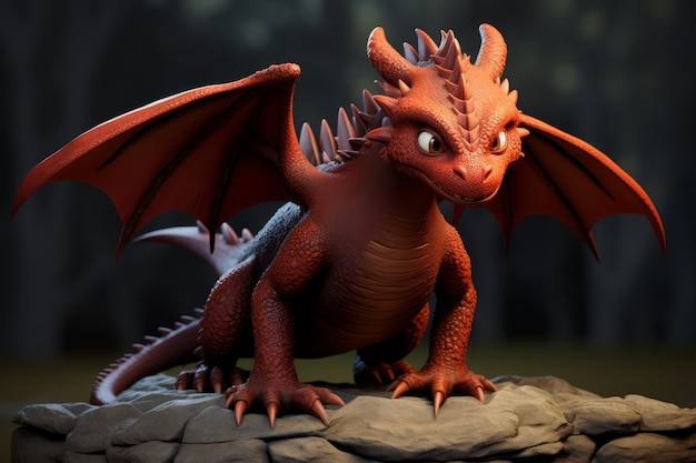 Photo gratuite le dragon en 3d est mignon.