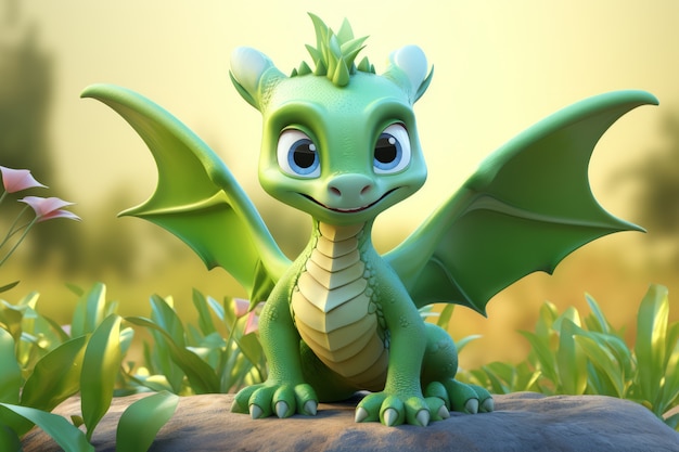 Le dragon en 3D est mignon.