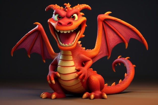 Photo gratuite le dragon en 3d est mignon.