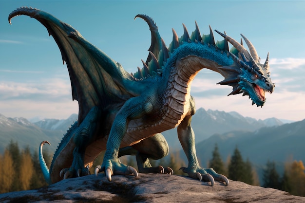 Dragons et image d'intelligence artificielle fantastique