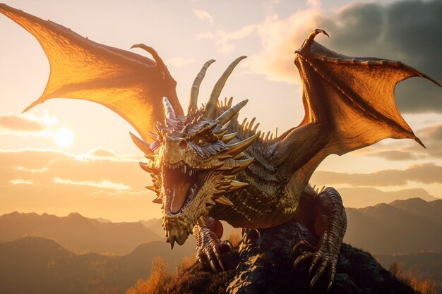 Dragons et image d'intelligence artificielle fantastique