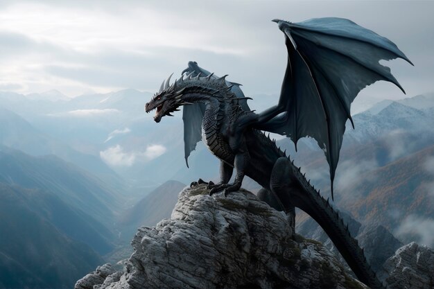 Dragons et image d'intelligence artificielle fantastique