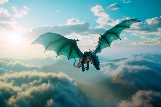 Dragons et image d'intelligence artificielle fantastique