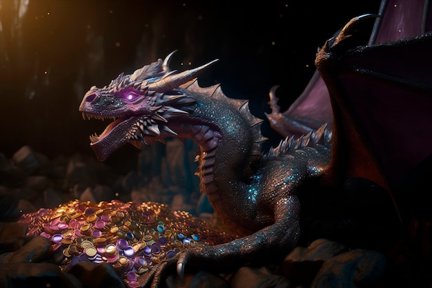 Photo gratuite dragons et image d'intelligence artificielle fantastique