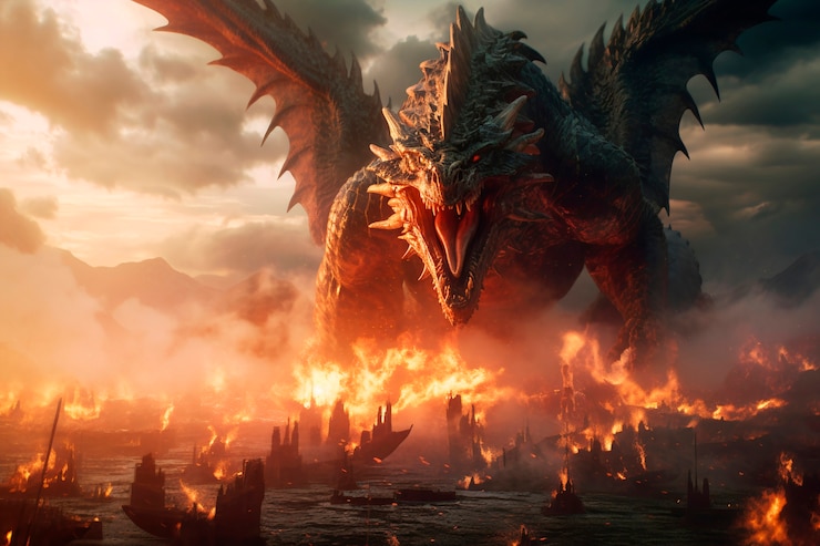 Photo gratuit dragons et image d'intelligence artificielle fantastique