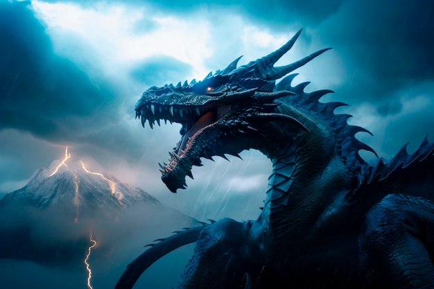 Dragons et image d'intelligence artificielle fantastique