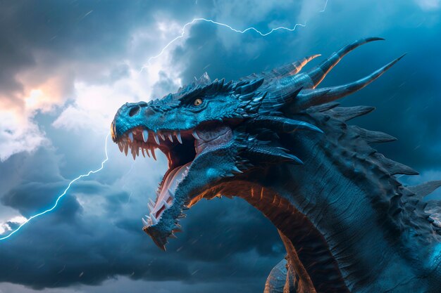 Dragons et image d'intelligence artificielle fantastique