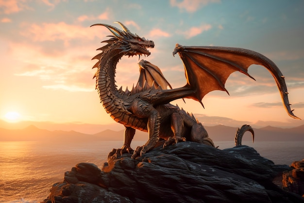 Photo gratuite dragons et image d'intelligence artificielle fantastique