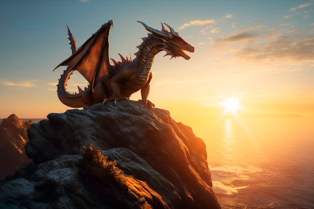 Photo gratuite dragons et image d'intelligence artificielle fantastique