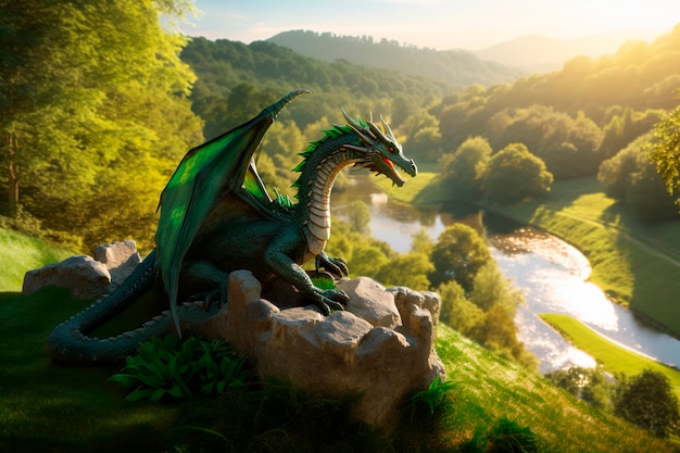 Dragons et image d'intelligence artificielle fantastique