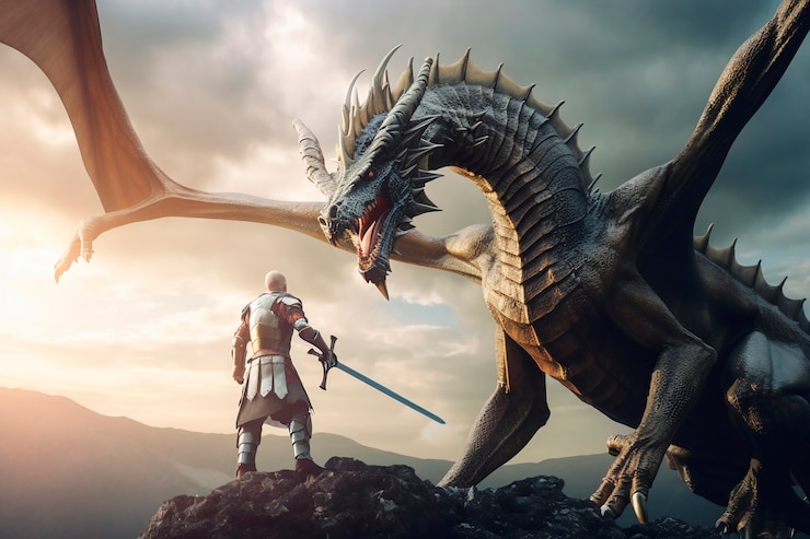 Photo gratuit dragons et image d'intelligence artificielle fantastique