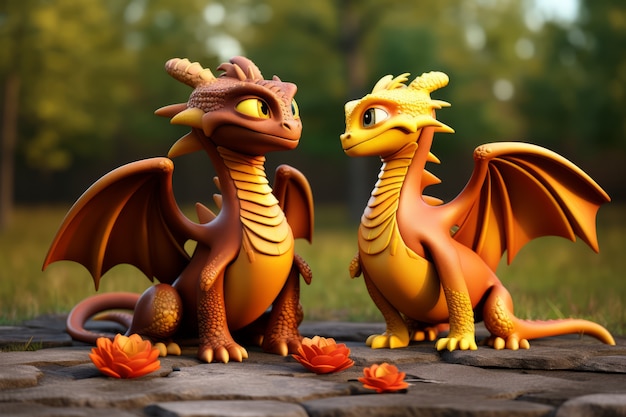 Des dragons mignons qui traînent.