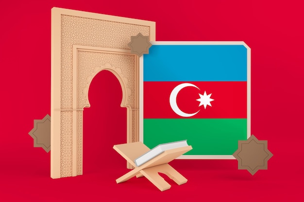 Photo gratuite drapeau de l'azerbaïdjan du ramadan et fond islamique