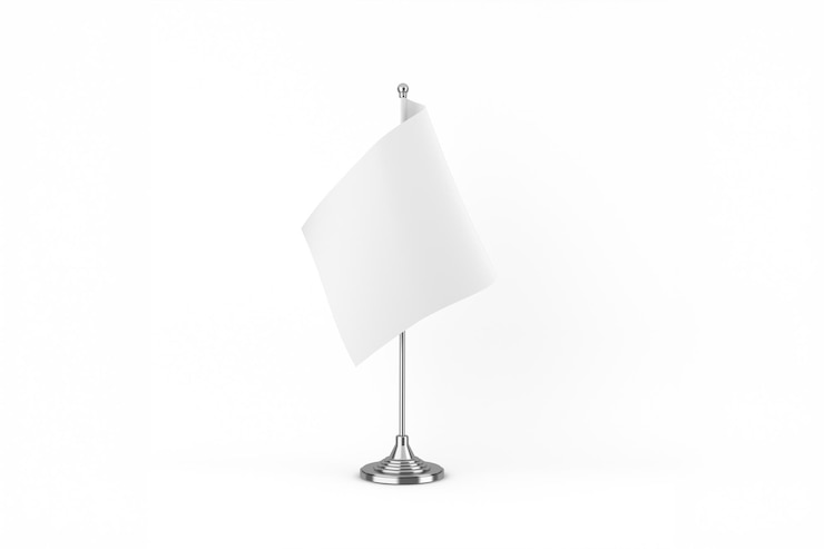 Photo gratuit drapeau blanc sur support isolé