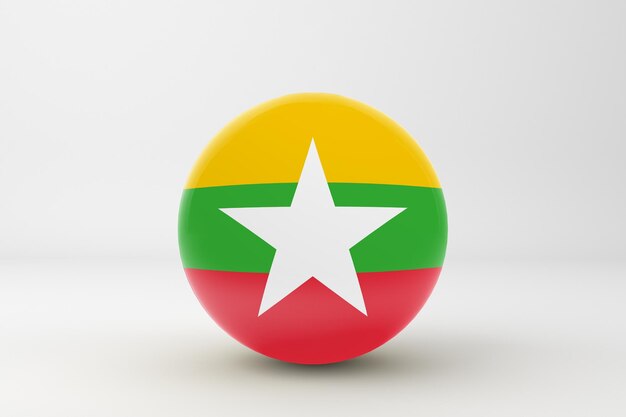 Photo gratuite drapeau du myanmar sur fond blanc
