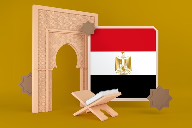 Photo gratuite drapeau de l'égypte ramadan et fond islamique