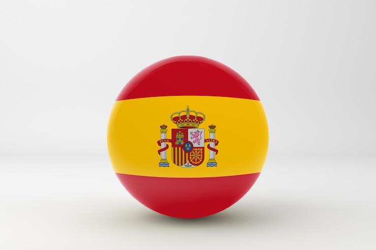 Photo gratuit drapeau de l'espagne sur fond blanc