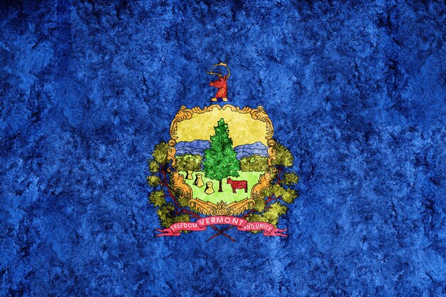 Drapeau d'état du Vermont métallique, fond du drapeau du Vermont Texture métallique