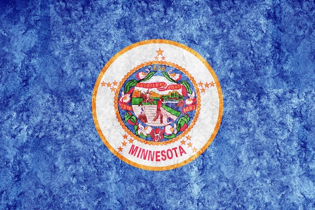 Drapeau d'état métallique du Minnesota, fond de drapeau du Minnesota Texture métallique