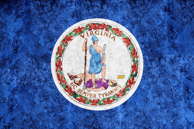 Drapeau d'état de Virginie métallique, fond de drapeau de Virginie texture métallique