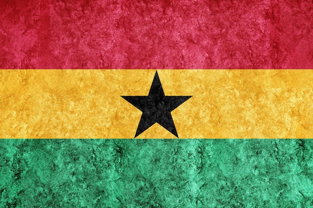 Photo gratuite drapeau ghana métallique, drapeau texturé, drapeau grunge