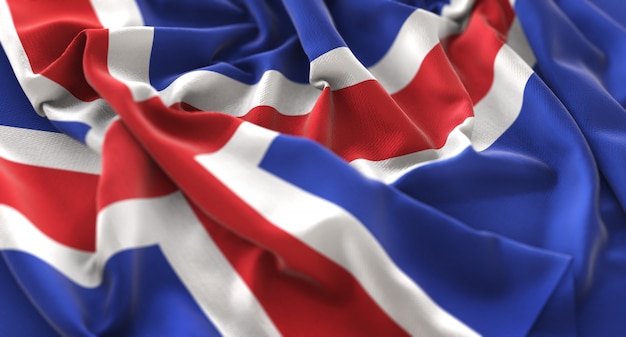 Photo gratuite drapeau de l'islande ruffled beautifully waving macro plan rapproché