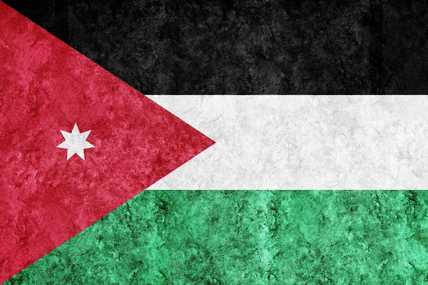 Drapeau Jordanie métallique, drapeau texturé, drapeau grunge