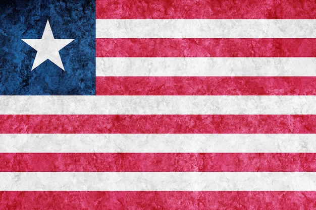 Drapeau Libéria métallique, drapeau texturé, drapeau grunge