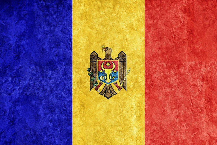Photo gratuit drapeau moldavie métallique, drapeau texturé, drapeau grunge