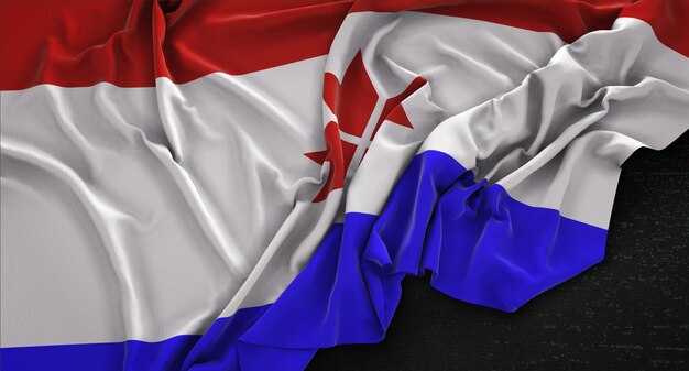 Drapeau Mordovia Enroulé Sur Fond Sombre 3D Rendre