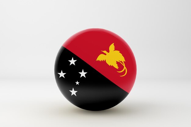 Drapeau de la Papouasie-Nouvelle-Guinée sur fond blanc