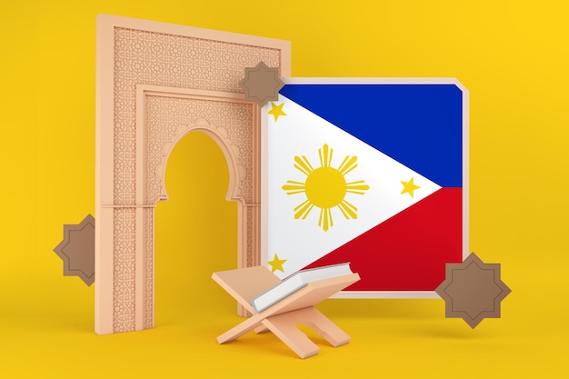 Photo gratuite drapeau des philippines du ramadan et fond islamique