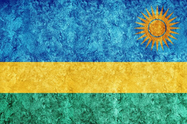 Drapeau Rwanda métallique, drapeau texturé, drapeau grunge