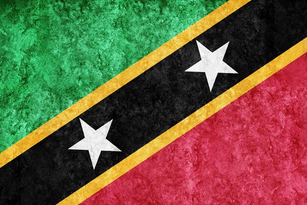Drapeau de Saint-Kitts-et-Nevis Drapeau métallique, drapeau texturé, drapeau grunge