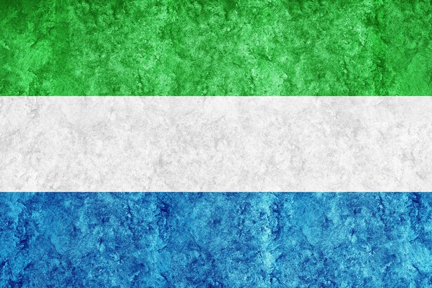 Drapeau Sierra Leone métallique, drapeau texturé, drapeau grunge