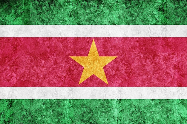 Drapeau Suriname Drapeau métallique, drapeau texturé, drapeau grunge