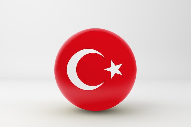 Photo gratuite drapeau de la turquie sur fond blanc